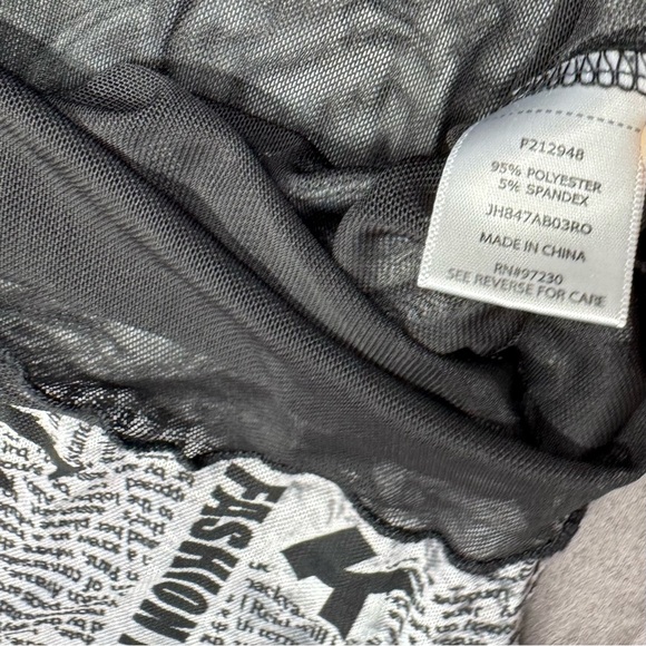Almost Famous Juniors Newspaper Print Short Sleeve sheer Top Size L Y2K - Picture 5 of 8